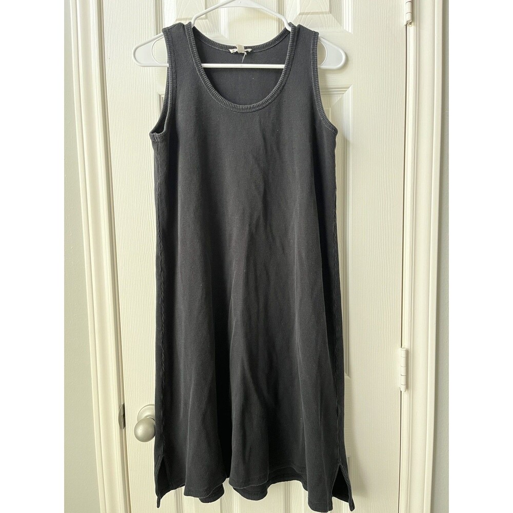 Eileen Fisher Waffle Knit Tank Dress Midi Lagenlook Minimalist Organic Cotton XS